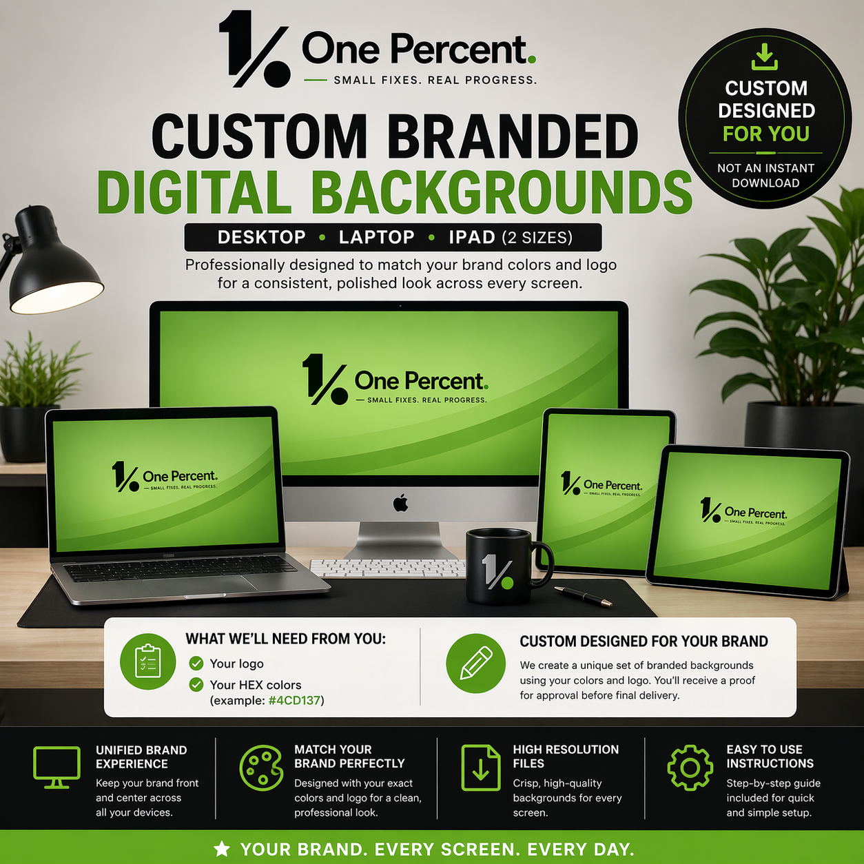 Custom Branded Desktop Digital Backgrounds Laptop iPad Wallpaper Set Personalized Design