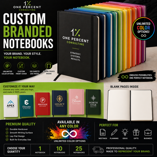 Custom Branded Notebook Blank Pages Business Journal 100 Sheets