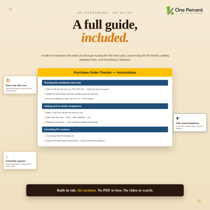 Purchase Order Tracker Spreadsheet — Monthly Tabs, Auto-Numbering, Running Totals Digital Download